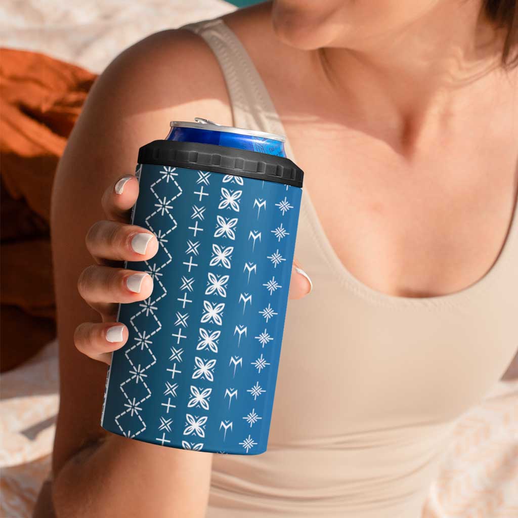 Blue Samoa Malu Tattoo Inspired 4 in 1 Can Cooler Tumbler - Polynesian Pride