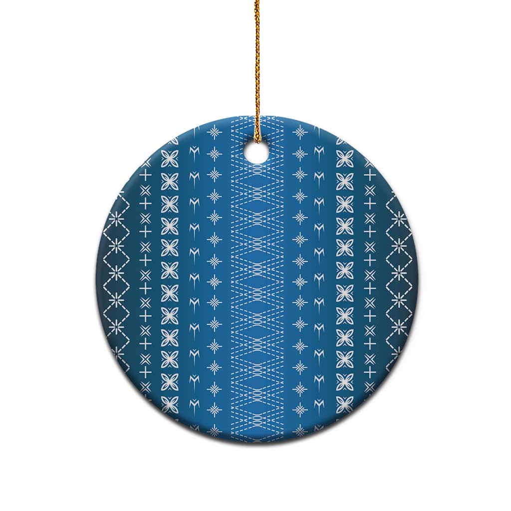 Blue Samoa Malu Tattoo Inspired Ceramic Ornament - Polynesian Pride