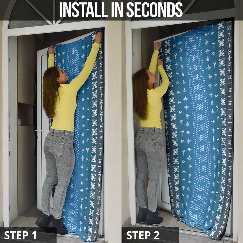 Blue Samoa Malu Tattoo Inspired Door Cover - Polynesian Pride