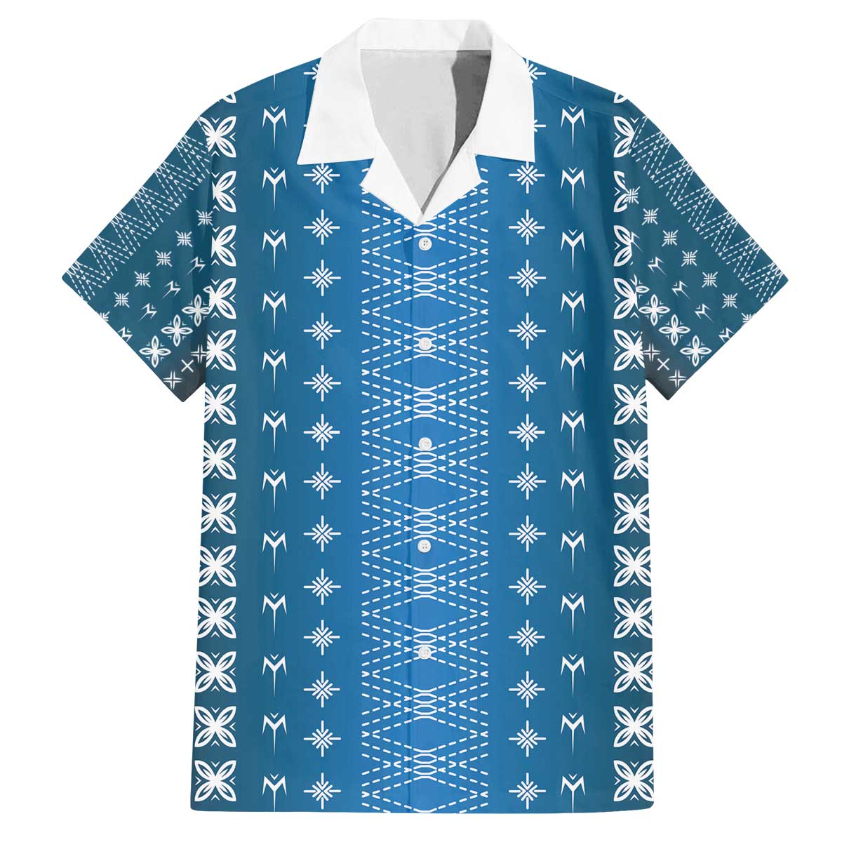Blue Samoa Malu Tattoo Inspired Family Matching Off The Shoulder Long Sleeve Dress and Hawaiian Shirt - Polynesian Pride
