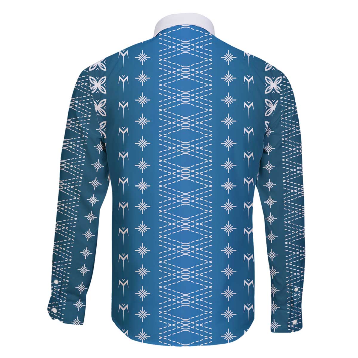 Blue Samoa Malu Tattoo Inspired Family Matching Off The Shoulder Long Sleeve Dress and Hawaiian Shirt - Polynesian Pride