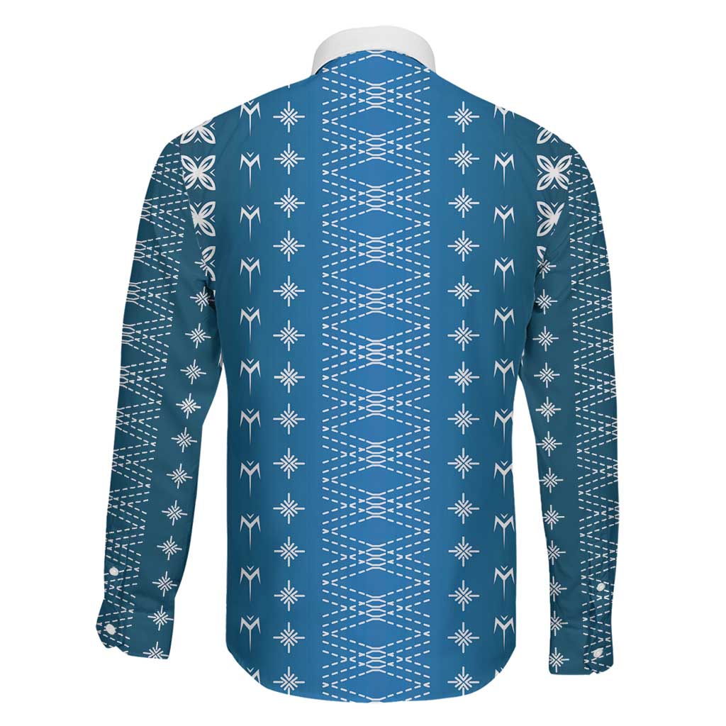 Blue Samoa Malu Tattoo Inspired Family Matching Off Shoulder Short Dress and Hawaiian Shirt - Polynesian Pride
