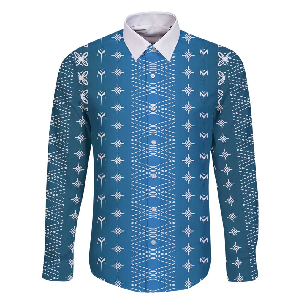 Blue Samoa Malu Tattoo Inspired Family Matching Short Sleeve Bodycon Dress and Hawaiian Shirt - Polynesian Pride