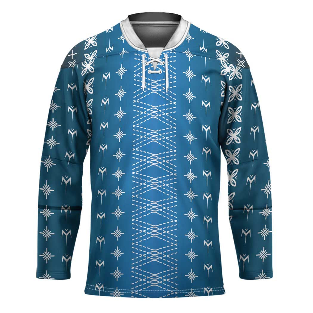 Blue Samoa Malu Tattoo Inspired Hockey Jersey - Polynesian Pride