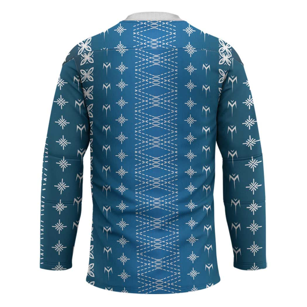 Blue Samoa Malu Tattoo Inspired Hockey Jersey - Polynesian Pride
