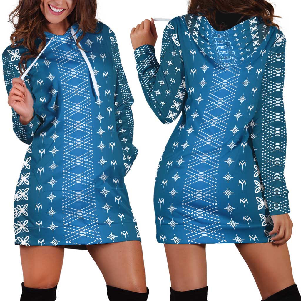 Blue Samoa Malu Tattoo Inspired Hoodie Dress - Polynesian Pride