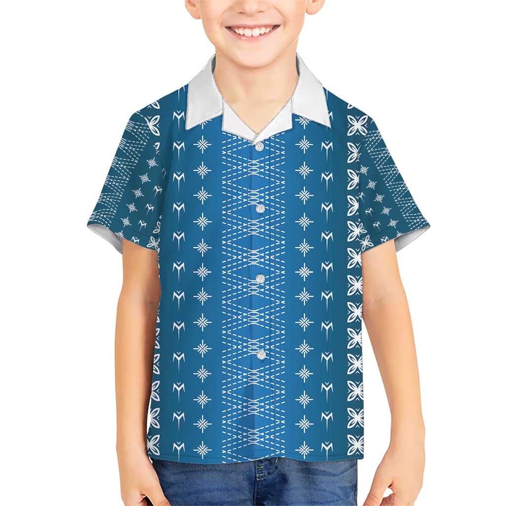 Blue Samoa Malu Tattoo Inspired Kid Hawaiian Shirt - Polynesian Pride
