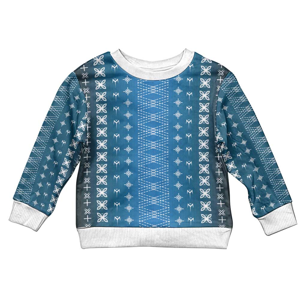 Blue Samoa Malu Tattoo Inspired Kid Ugly Christmas Sweater - Polynesian Pride
