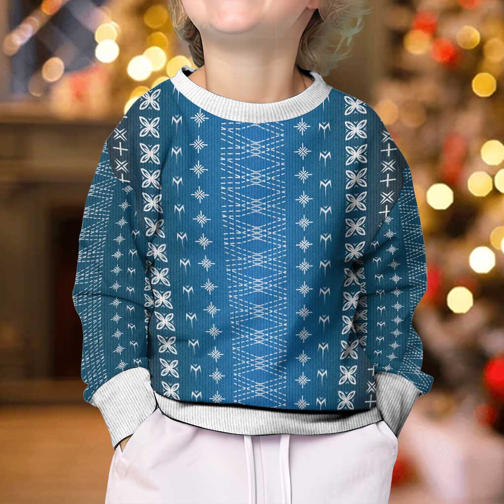 Blue Samoa Malu Tattoo Inspired Kid Ugly Christmas Sweater - Polynesian Pride