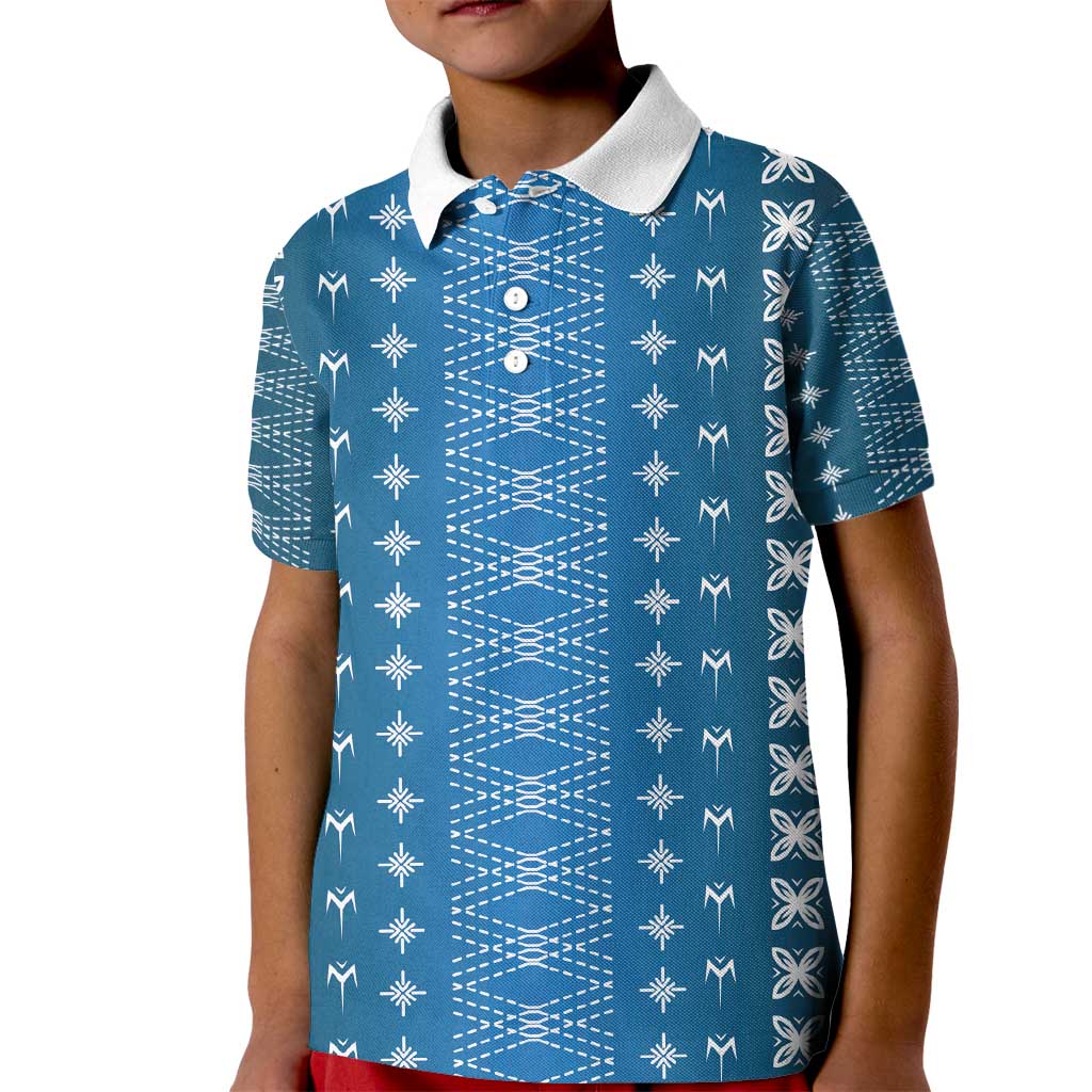 Blue Samoa Malu Tattoo Inspired Kid Polo Shirt - Polynesian Pride
