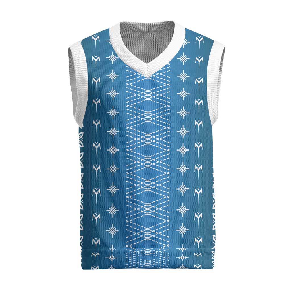 Blue Samoa Malu Tattoo Inspired Christmas Knitted V-Neck Vest - Polynesian Pride