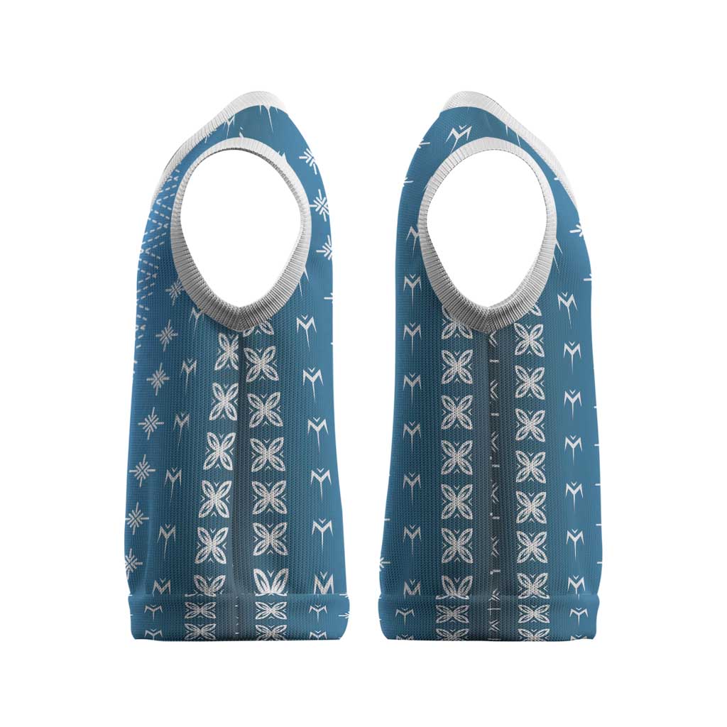 Blue Samoa Malu Tattoo Inspired Christmas Knitted V-Neck Vest - Polynesian Pride