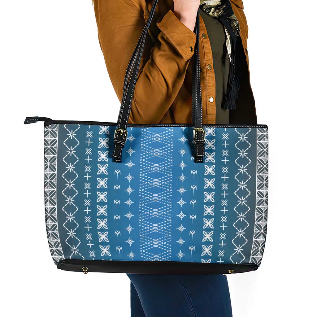 Blue Samoa Malu Tattoo Inspired Leather Tote Bag - Polynesian Pride