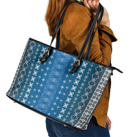 Blue Samoa Malu Tattoo Inspired Leather Tote Bag - Polynesian Pride