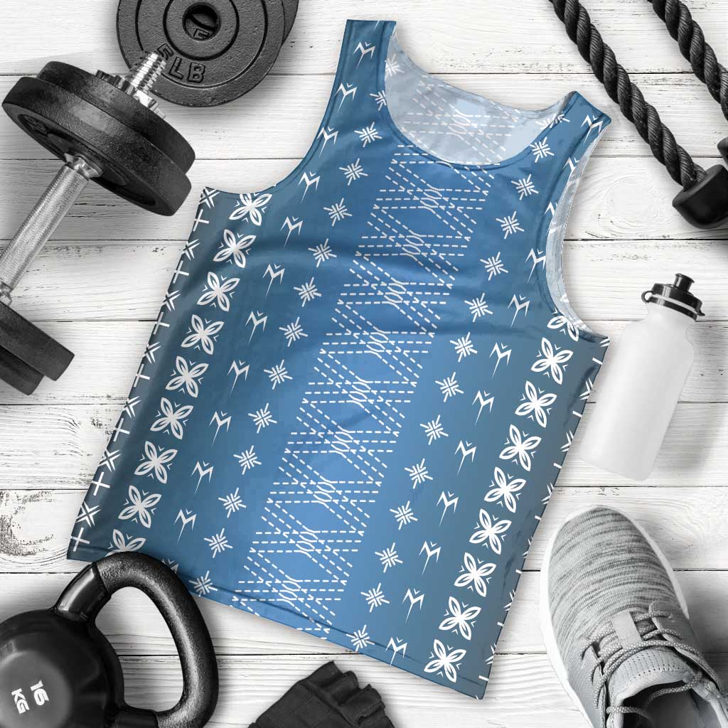 Blue Samoa Malu Tattoo Inspired Men Tank Top - Polynesian Pride