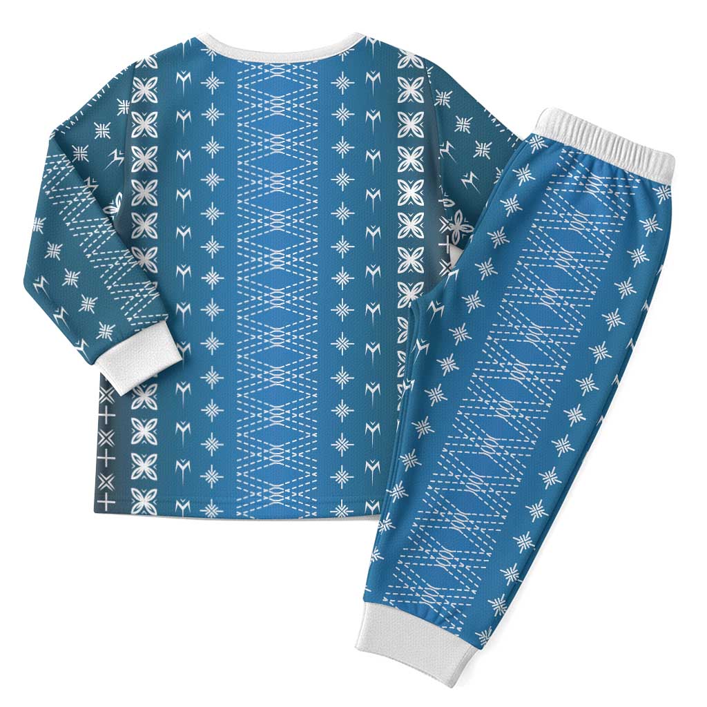 Blue Samoa Malu Tattoo Inspired Christmas Pajama Set - Polynesian Pride