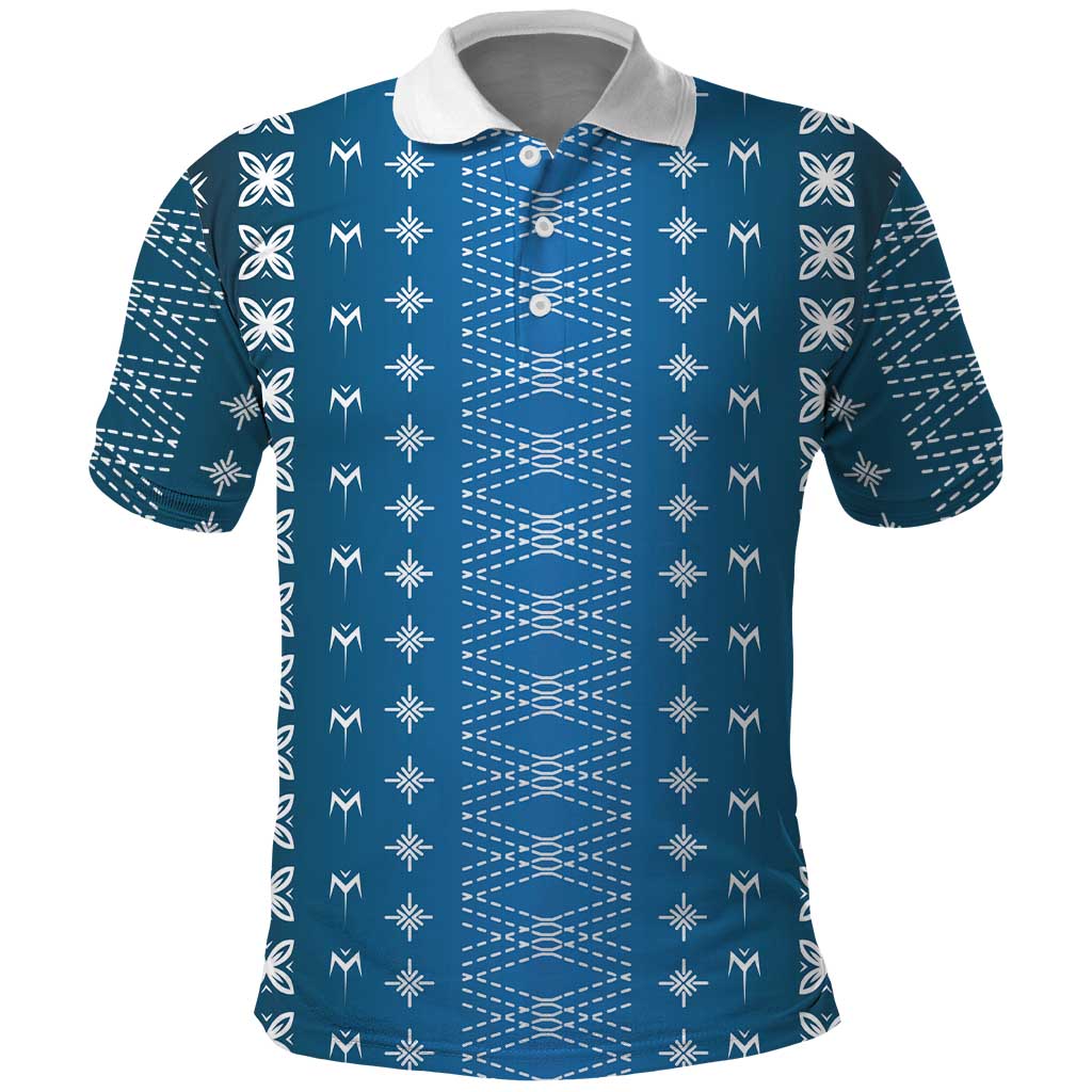 Blue Samoa Malu Tattoo Inspired Polo Shirt LT05 Blue - Polynesian Pride