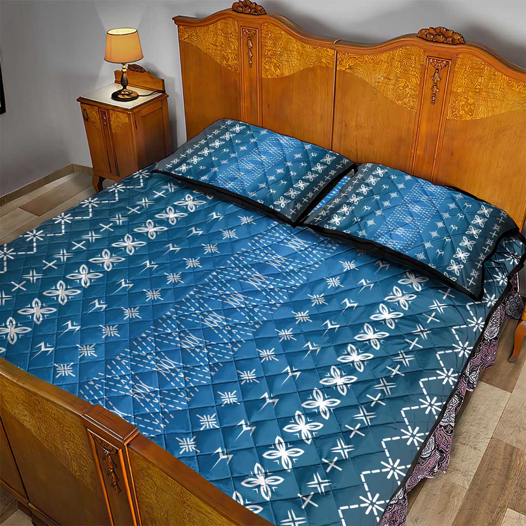 Blue Samoa Malu Tattoo Inspired Quilt Bed Set - Polynesian Pride