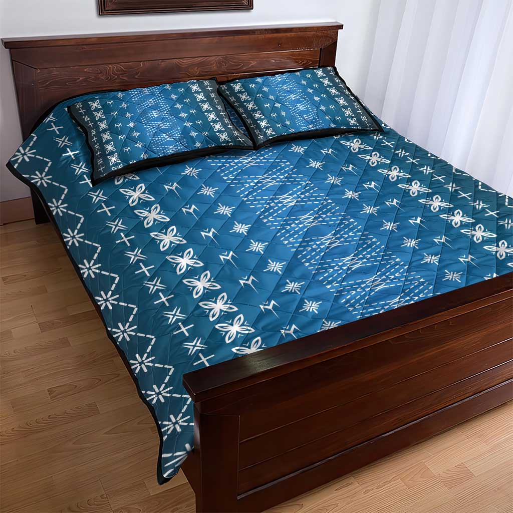 Blue Samoa Malu Tattoo Inspired Quilt Bed Set - Polynesian Pride