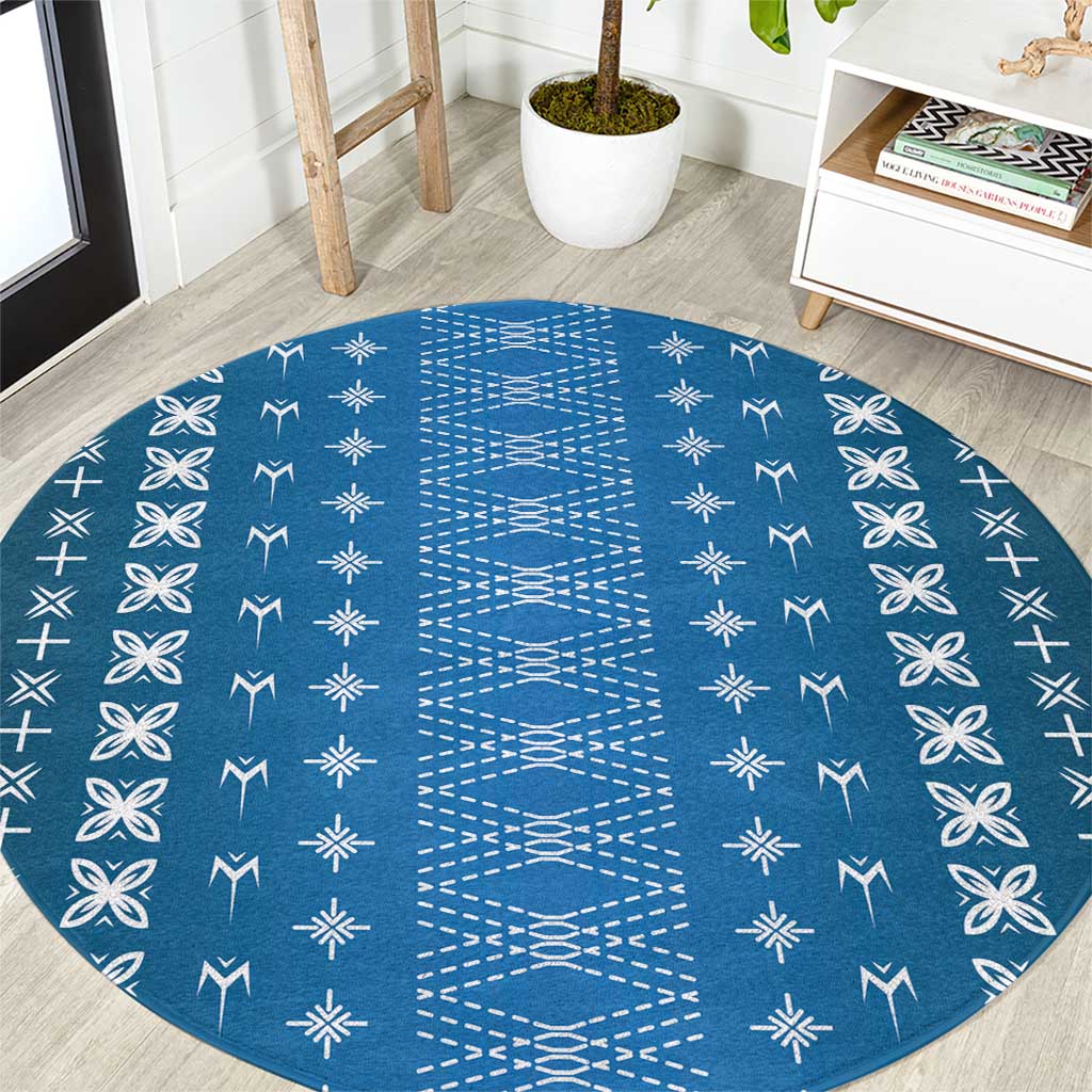 Blue Samoa Malu Tattoo Inspired Round Carpet - Polynesian Pride
