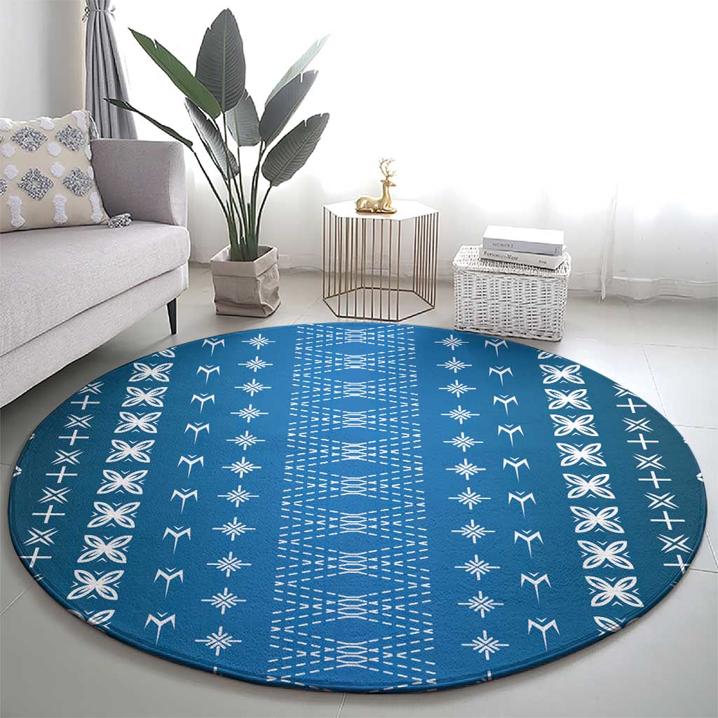 Blue Samoa Malu Tattoo Inspired Round Carpet - Polynesian Pride