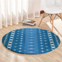 Blue Samoa Malu Tattoo Inspired Round Carpet - Polynesian Pride