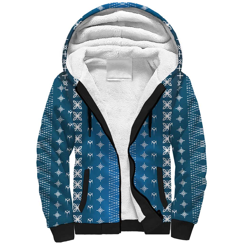 Blue Samoa Malu Tattoo Inspired Sherpa Hoodie - Polynesian Pride