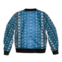 Blue Samoa Malu Tattoo Inspired Sleeve Zip Bomber Jacket LT05 - Polynesian Pride