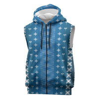 Blue Samoa Malu Tattoo Inspired Sleeveless Zip Hoodie - Polynesian Pride