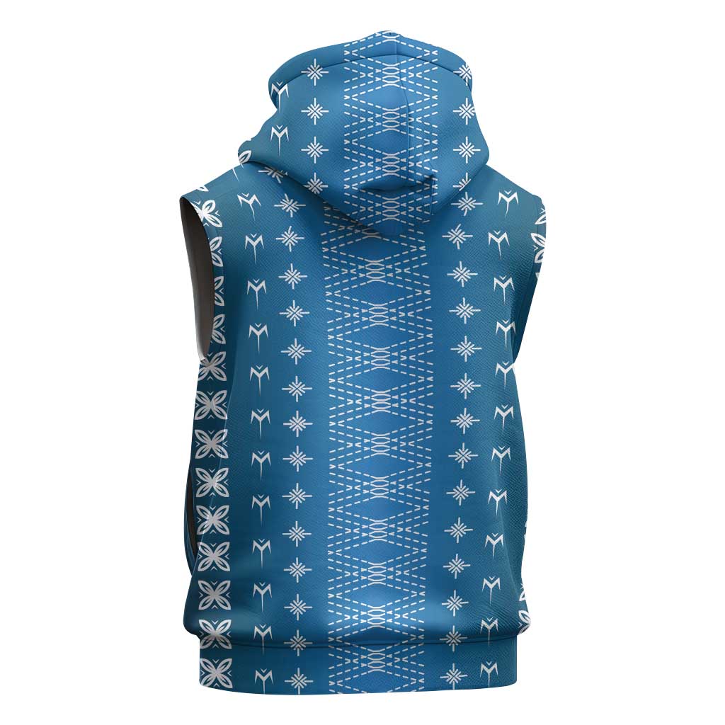 Blue Samoa Malu Tattoo Inspired Sleeveless Zip Hoodie - Polynesian Pride
