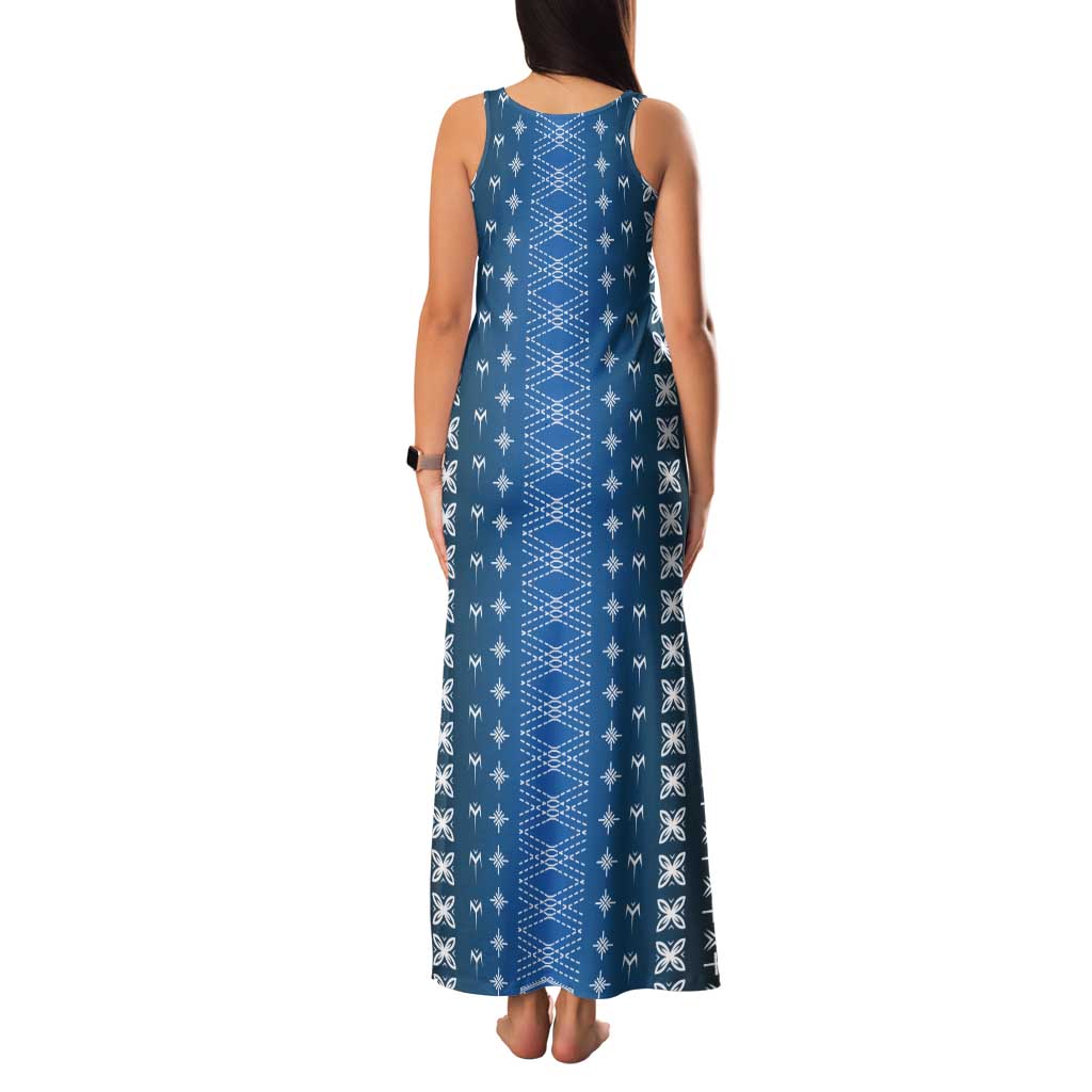 Blue Samoa Malu Tattoo Inspired Tank Maxi Dress - Polynesian Pride