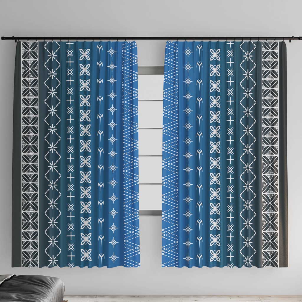 Blue Samoa Malu Tattoo Inspired Window Curtain - Polynesian Pride