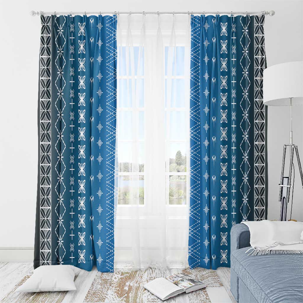 Blue Samoa Malu Tattoo Inspired Window Curtain - Polynesian Pride