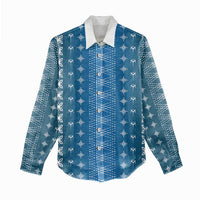 Blue Samoa Malu Tattoo Inspired Women Casual Shirt - Polynesian Pride