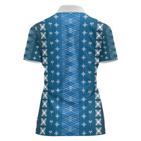 Blue Samoa Malu Tattoo Inspired Women Polo Shirt - Polynesian Pride
