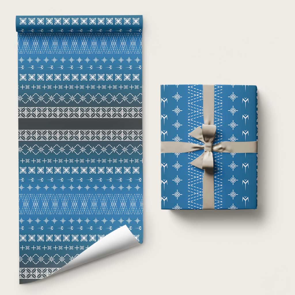 Blue Samoa Malu Tattoo Inspired Wrapping Paper LT05 58" × 23" Blue - Polynesian Pride