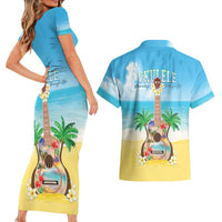 Hawaiian Ukulele Couples Matching Short Sleeve Bodycon Dress and Hawaiian Shirt Sound Of Happiness