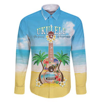 Hawaiian Ukulele Family Matching Mermaid Dress and Hawaiian Shirt Sound Of Happiness LT05 Dad's Shirt - Long Sleeve Colorful - Polynesian Pride