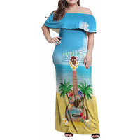 Hawaiian Ukulele Family Matching Off Shoulder Maxi Dress and Hawaiian Shirt Sound Of Happiness