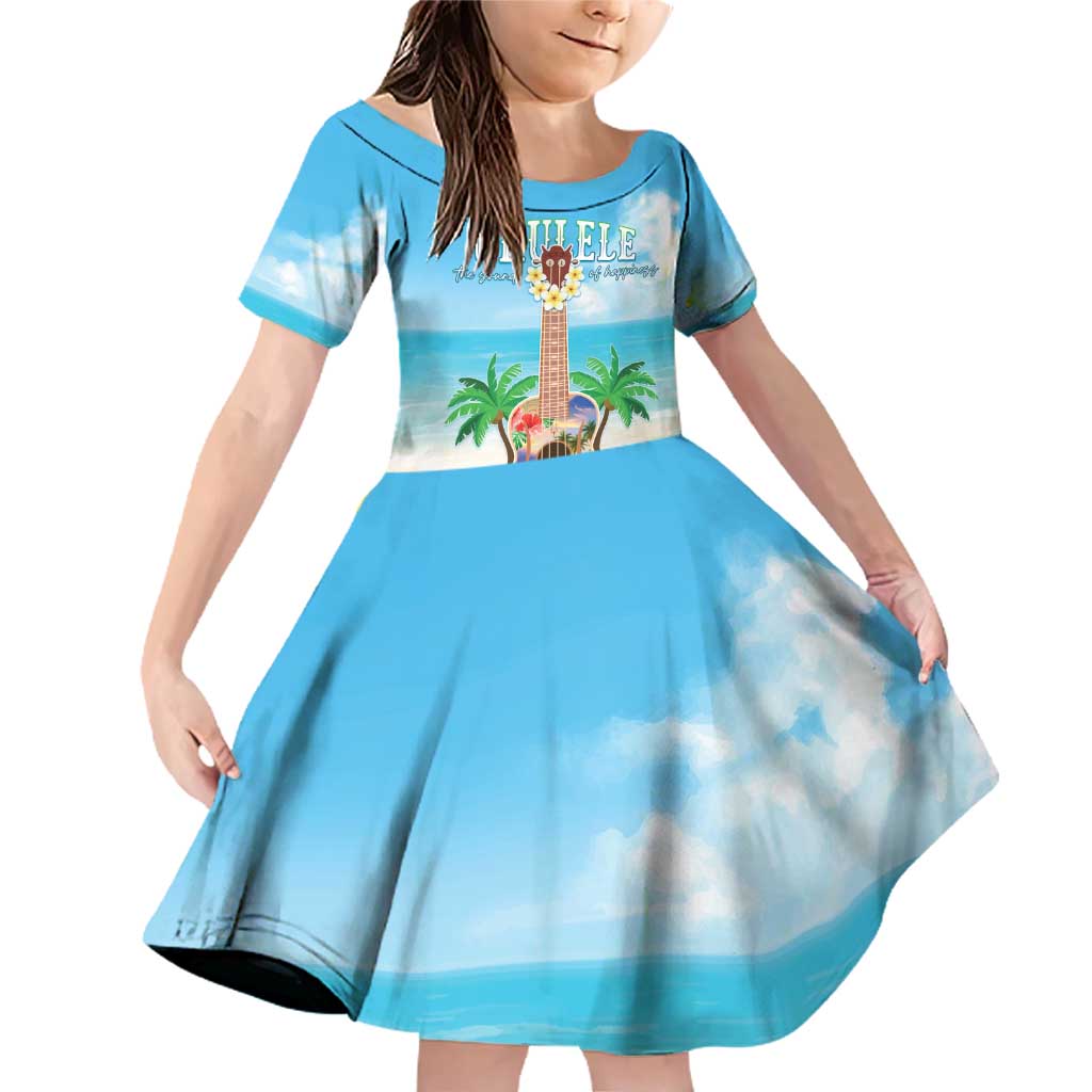 Hawaiian Ukulele Family Matching Off Shoulder Short Dress and Hawaiian Shirt Sound Of Happiness