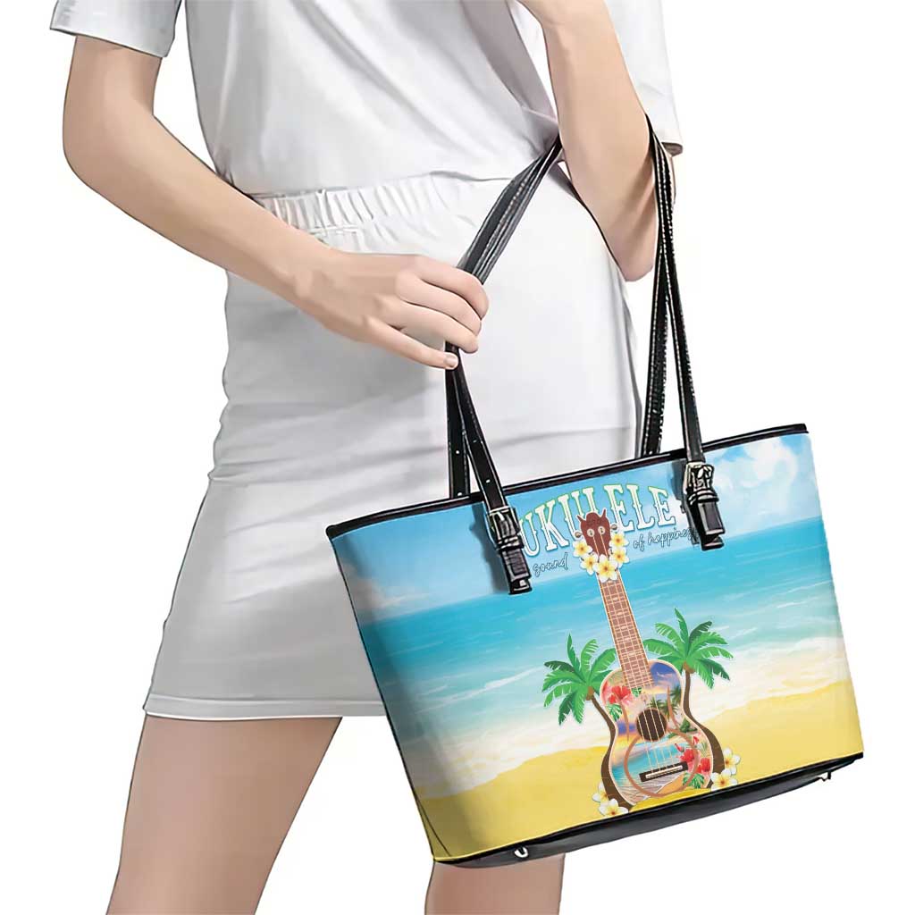 Hawaiian Ukulele Leather Tote Bag Sound Of Happiness