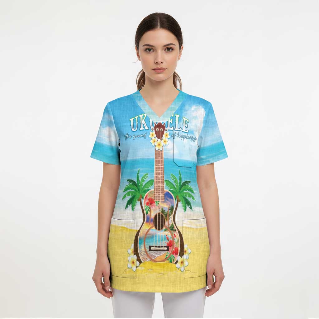 Hawaiian Ukulele Scrub Top Sound Of Happiness - Polynesian Pride