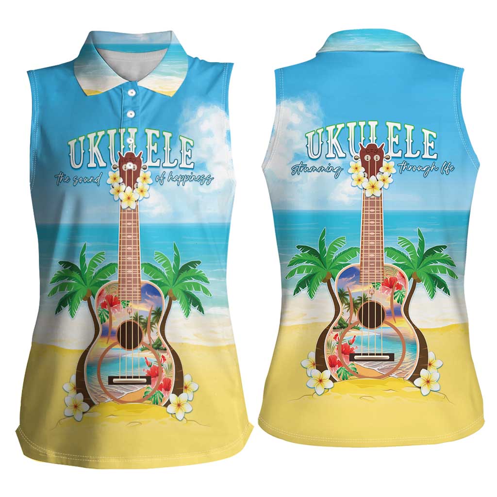 Hawaiian Ukulele Women Sleeveless Polo Shirt Sound Of Happiness