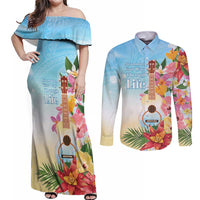 National Ukulele Day Couples Matching Off Shoulder Maxi Dress and Long Sleeve Button Shirt Tropical Vibe LT05 Colorful - Polynesian Pride