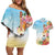 National Ukulele Day Couples Matching Off Shoulder Short Dress and Hawaiian Shirt Tropical Vibe