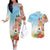 National Ukulele Day Couples Matching Off The Shoulder Long Sleeve Dress and Hawaiian Shirt Tropical Vibe
