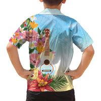 National Ukulele Day Family Matching Off Shoulder Maxi Dress and Hawaiian Shirt Tropical Vibe