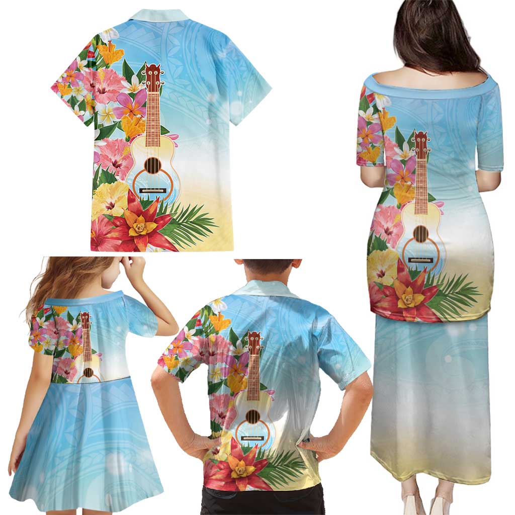 National Ukulele Day Family Matching Puletasi and Hawaiian Shirt Tropical Vibe