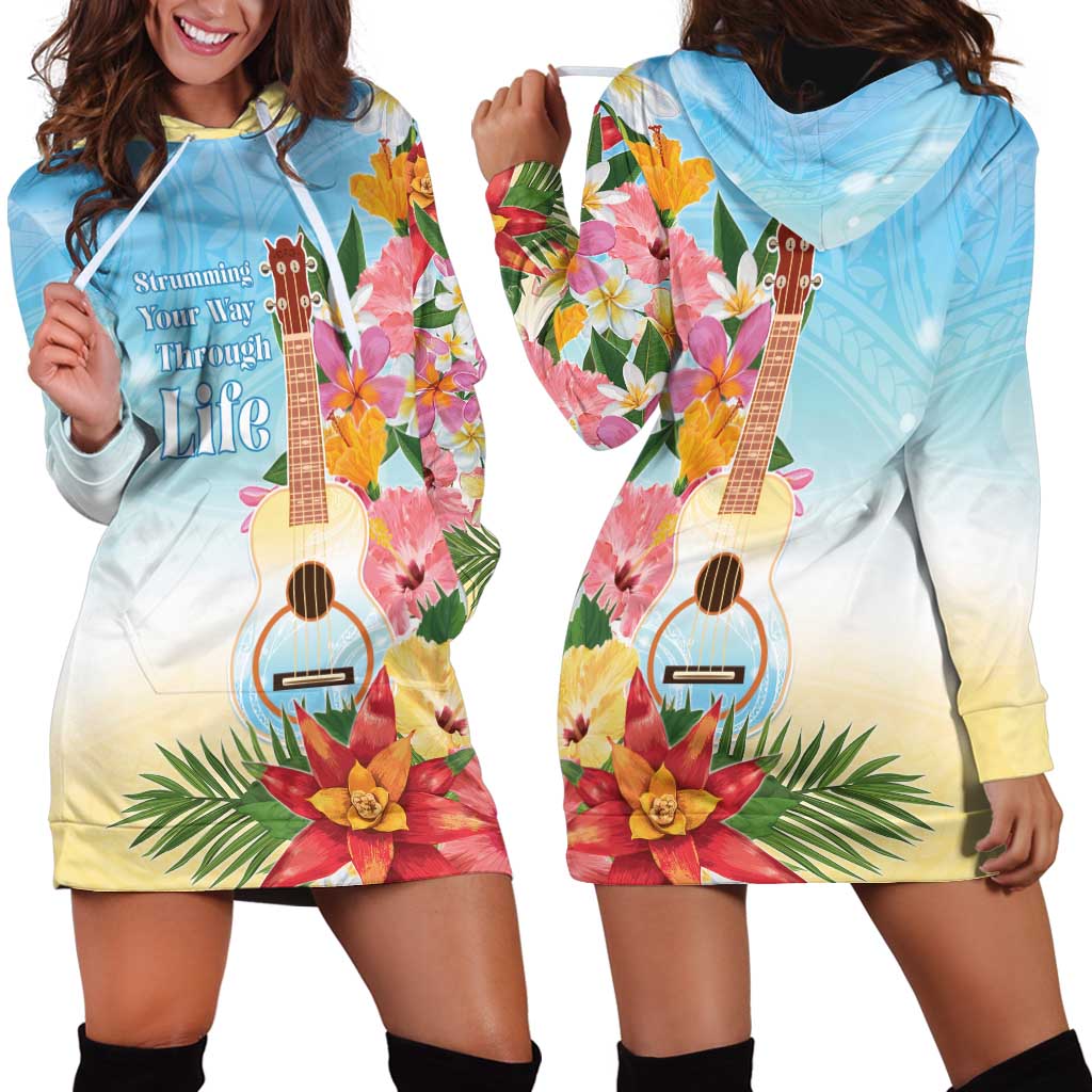 National Ukulele Day Hoodie Dress Tropical Vibe