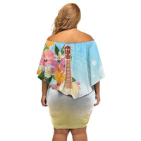 National Ukulele Day Off Shoulder Short Dress Tropical Vibe